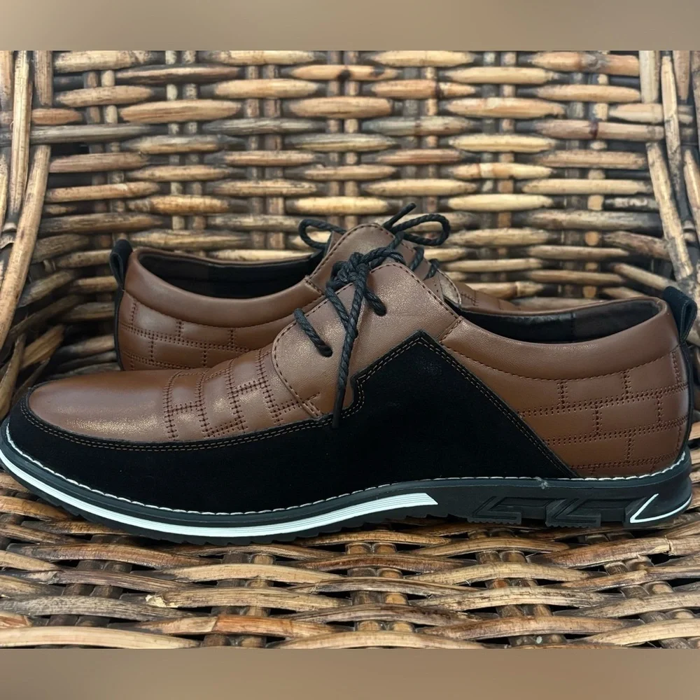 Gatsby Oxford Shoes Men's Size 49 US 14.5 Derby Orthopedic Comfort Brown Black